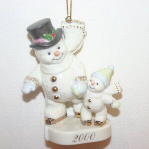 Vintage 2000 Porcelain Lenox Snowman Ornament 'Practice Makes Perfect'  B-232